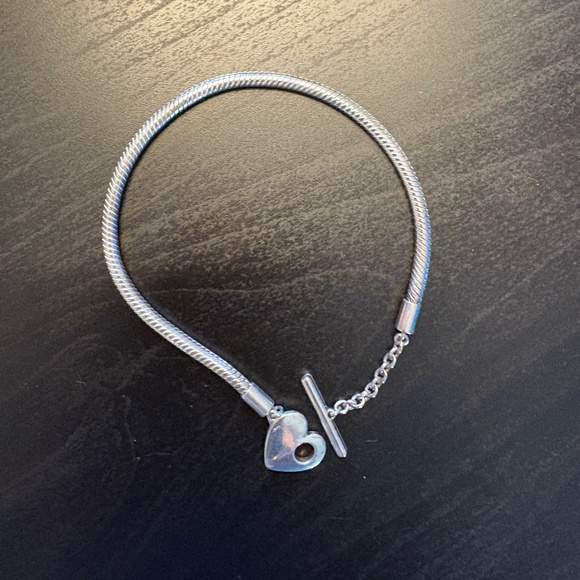 Pandora Moments Heart T-Bar Snake Chain Bracelet - Picture 1 of 4
